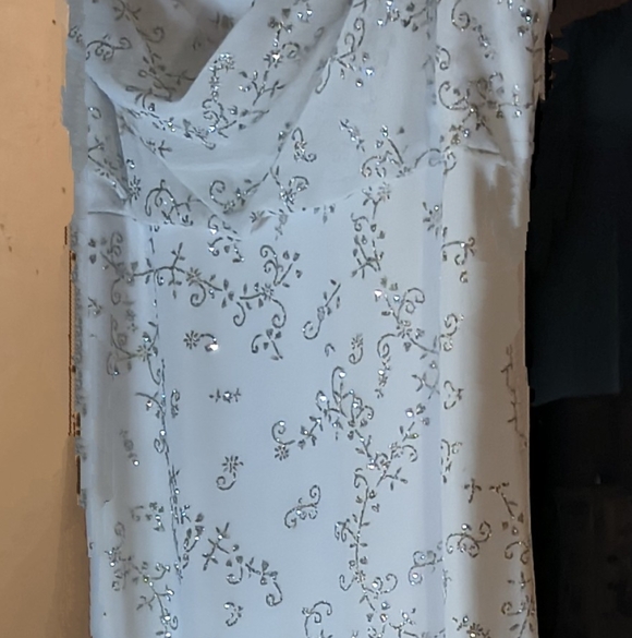 Taboo White Slip Dress with Silver Floral Accents - Picture 2 of 4